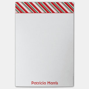 Notas Post-it® El bastón de caramelo raya navidad del
