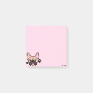 Notas Post-it® El Bulldog francés kawaii ligero rosado