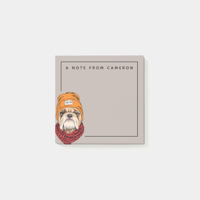 Notas Post-it® El bulldog fresco el | añade su nombre (Anverso)