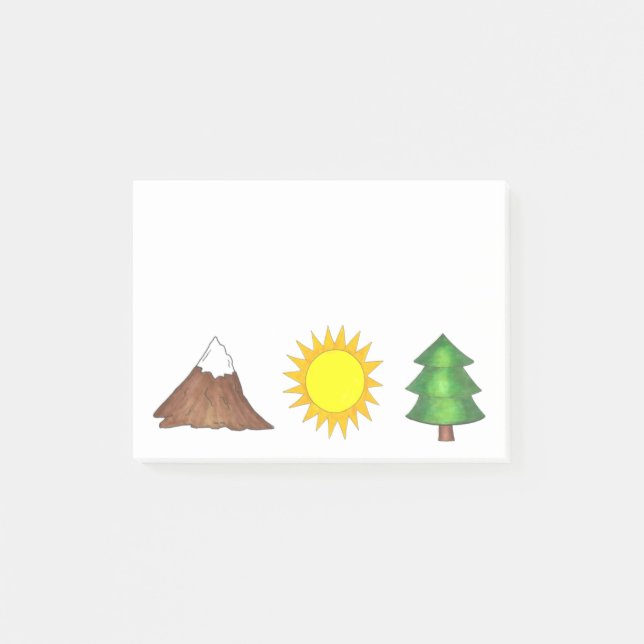 Notas Post-it® El Camping de la Montaña Sun Tree Senderismo es el (Anverso)