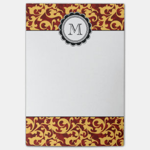 Notas Post-it® El damasco barroco dorado de la edad remolina rojo