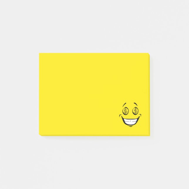 Notas Post-it® El dinero codicioso observa la cara amarilla (Anverso)