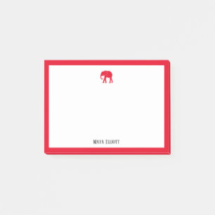 Notas Post-it® El elefante rojo brillante y el borde blanco con n