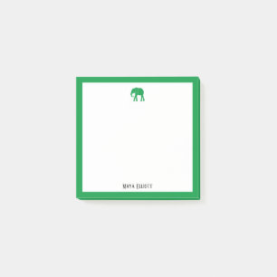 Notas Post-it® El elefante verde brillante y la frontera en blanc