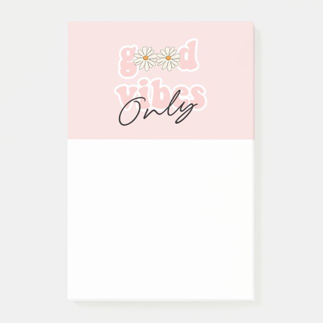 Notas Post-it® El eslogan hippie de los 70 solo es buena vibració (Anverso)