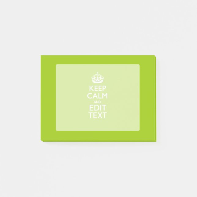 Notas Post-it® El estilo verde androide guarda calma y su texto (Anverso)