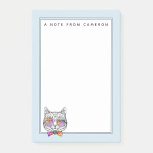 Notas Post-it® El gatito sabio Kat el añade su nombre