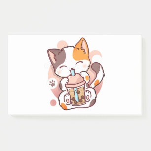 Notas Post-it® El gato Boba Tea Bubble Tea Anime Kawaii Neko para