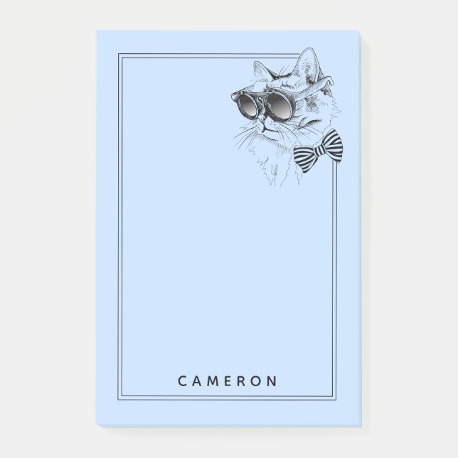 Notas Post-it® El gato fresco el | añade su nombre (Anverso)