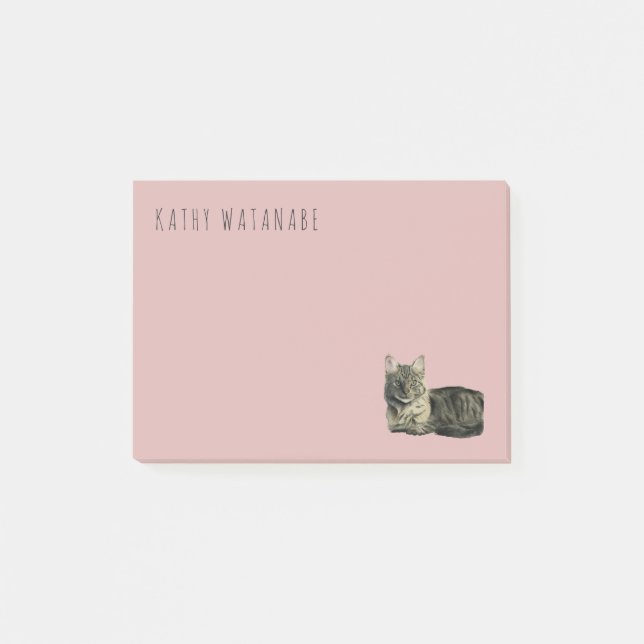 Notas Post-it® El gato medio nacional del pelo el | añade su (Anverso)
