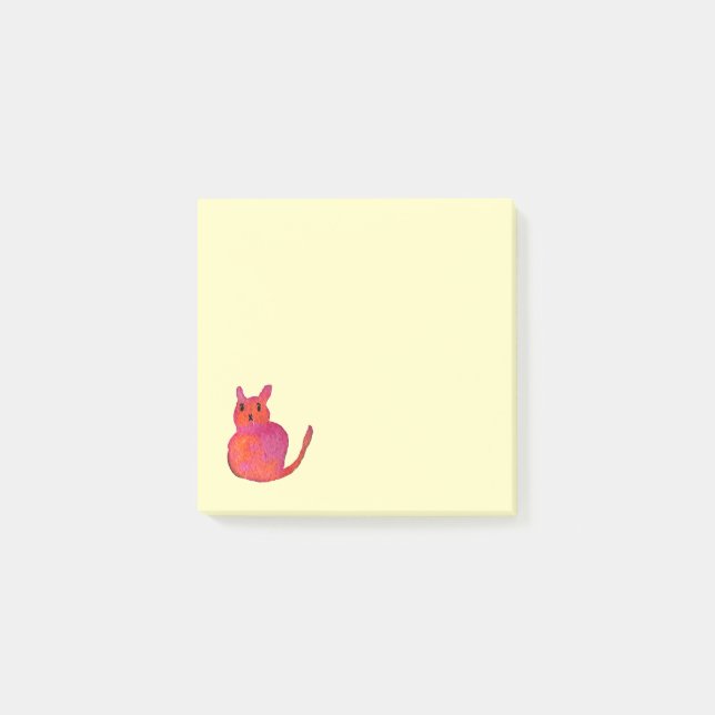Notas Post-it® El gato rosa funky lindo gatito (Anverso)