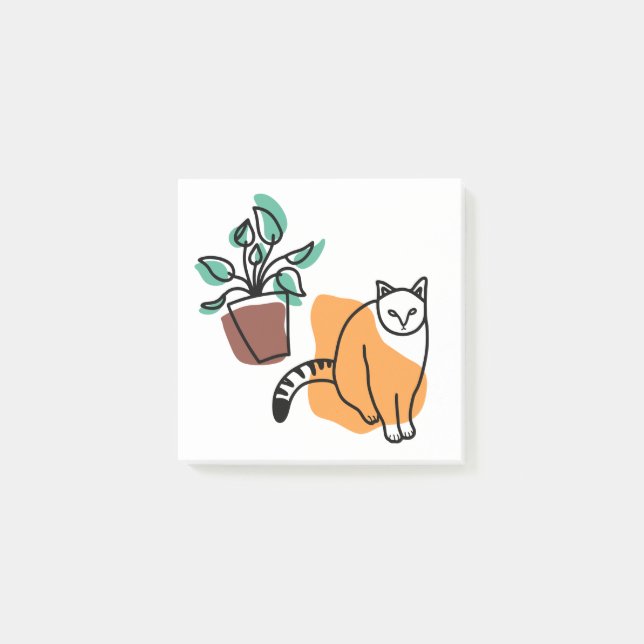 Notas Post-it® El gato y la planta (Anverso)