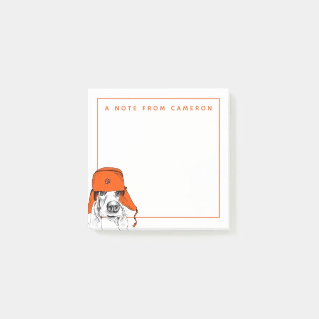 Notas Post-it® El gorra rojo el | de Basset Hound el | Ushanka (Anverso)