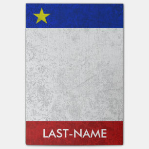 Notas Post-it® El Grunge apenado apellido acadiense de la bandera