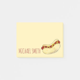 Notas Post-it® El Hotdog Wiener Mustard de carne caliente de la c