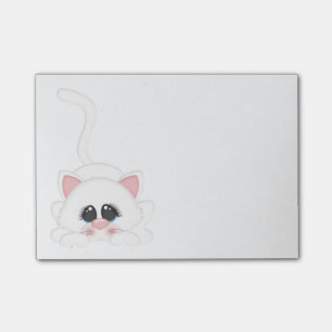 Notas Post-it® El jugar blanco puro del gato del gatito