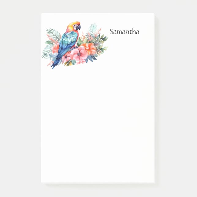 Notas Post-it® El loro tropical de Macaw personalizado (Anverso)