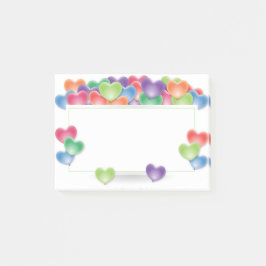 Notas Post-it® El marco de los globos del corazón del amor colori