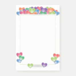 Notas Post-it® El marco de los globos del corazón del amor colori