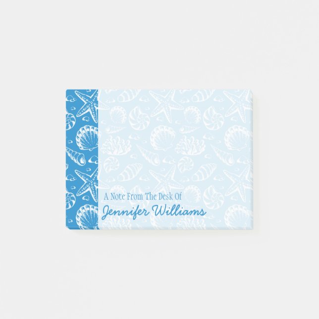 Notas Post-it® El modelo azul el | de la playa añade su nombre (Anverso)