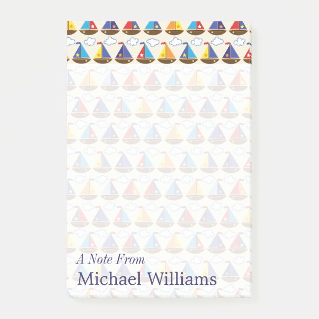 Notas Post-it® El modelo lindo el | del velero añade su nombre (Anverso)