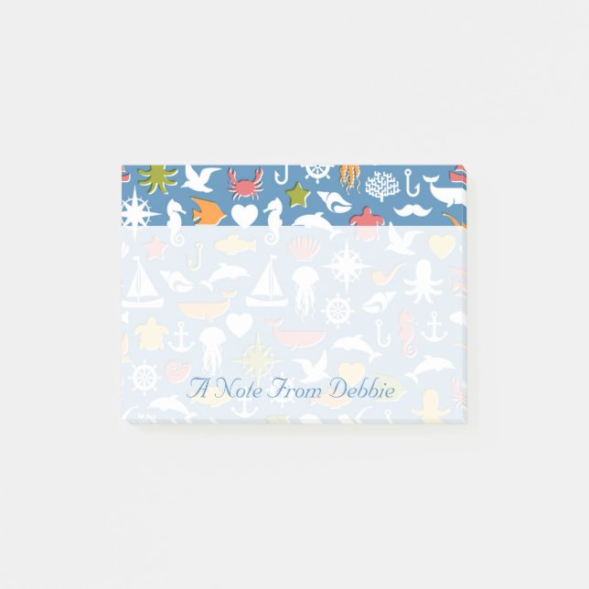 Notas Post-it® El modelo marino el | de los símbolos añade su (Anverso)