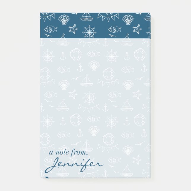 Notas Post-it® El modelo náutico el | del dibujo de tiza añade su (Anverso)