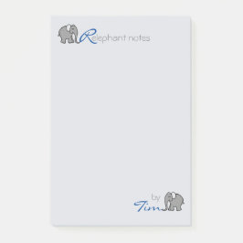 Notas Post-it® El nombre personalizado "RElephant observa" gris y