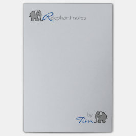 Notas Post-it® El nombre personalizado "RElephant observa" gris y