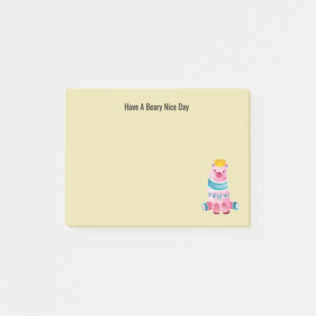 Notas Post-it® El oso cutáneo acuarela tiene un día aburrido (Anverso)