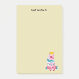 Notas Post-it® El oso cutáneo acuarela tiene un día aburrido