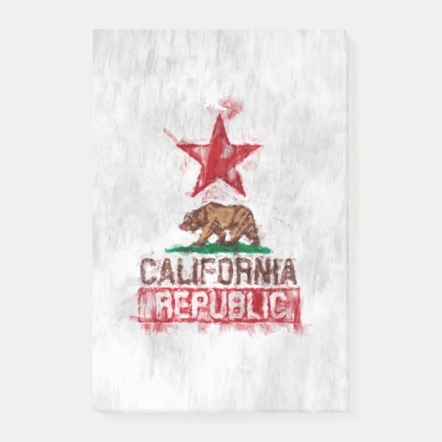 Notas Post-it® El oso de bandera de California al estilo pintores (Anverso)