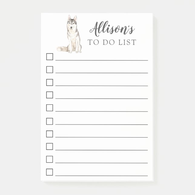 Notas Post-it® El Perro Husky Siberiano Personalizado Para Hacer  (Anverso)