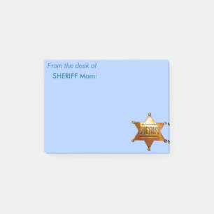 Notas Post-it® El Poste-it® azul de la insignia del sheriff