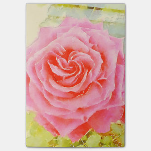 Notas Post-it® El Poste-it® color de rosa de la acuarela observa