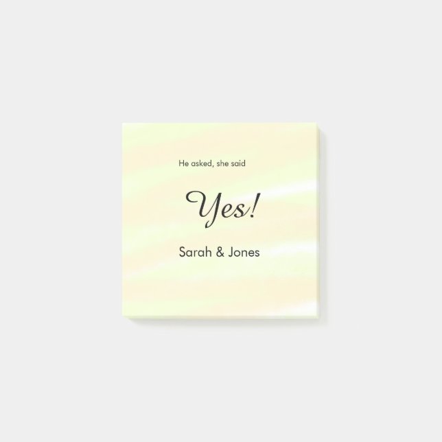 Notas Post-it® Él preguntó ella dijo que sí compromiso amarillo p (Anverso)
