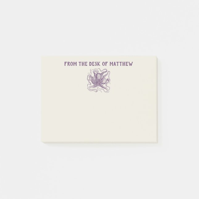 Notas Post-it® El pulpo náutico personalizado púrpura y crema (Anverso)