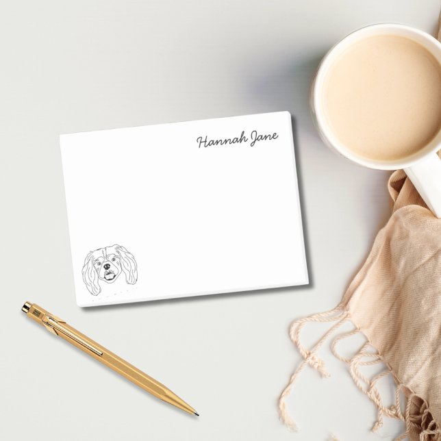 Notas Post-it® El rey Charles Spaniel Negro y blanco personalizad (King Charles Spaniel Black & White Personalized Post-it Notes)