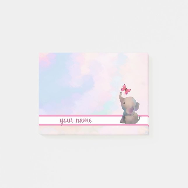 Notas Post-it® Elefant und Schmetterling Klebezettel (Anverso)