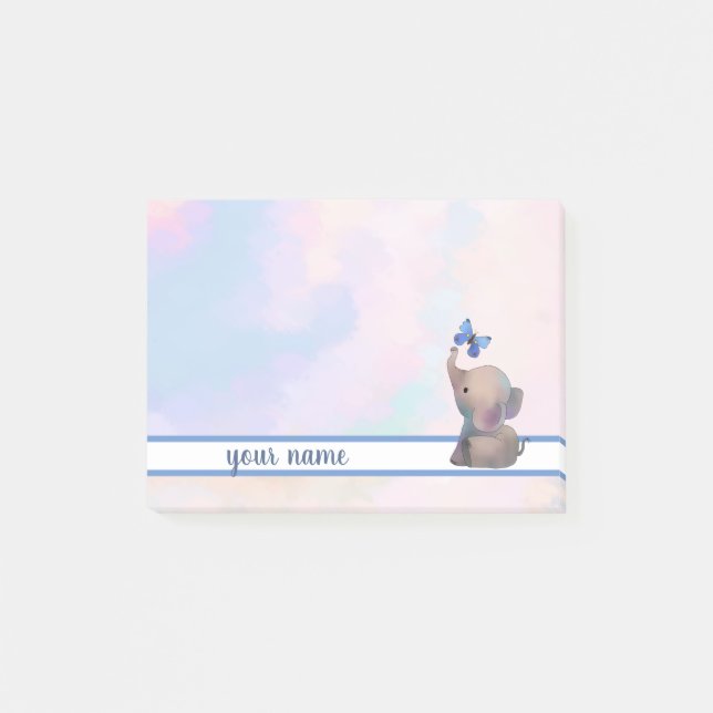 Notas Post-it® Elefant und Schmetterling Post-it Klebezettel (Anverso)