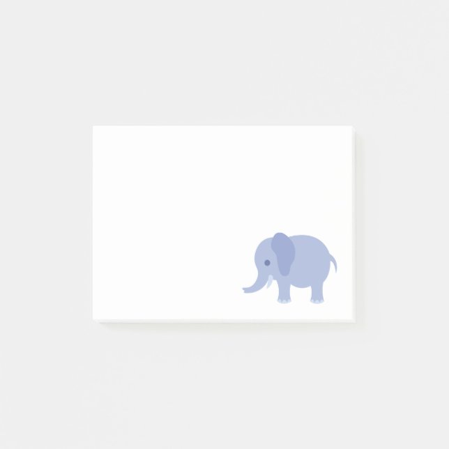 Notas Post-it® Elefante adorable del bebé azul (Anverso)