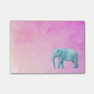 Notas Post-it® Elefante azul claro sobre acuarelas rosadas oníric