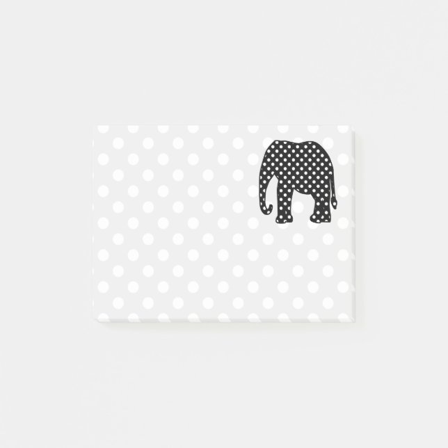 Notas Post-it® Elefante blanco y negro de los lunares (Anverso)