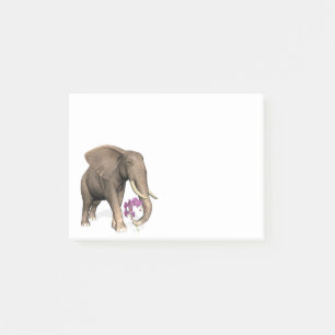 Notas Post-it® Elefante con la orquídea rosada