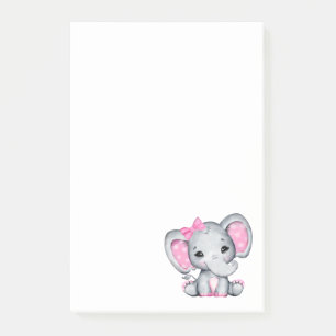 Notas Post-it® Elefante de bebé rosado con polka