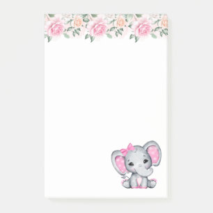 Notas Post-it® Elefante de bebé rosado con polka