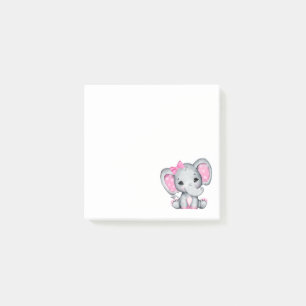 Notas Post-it® Elefante de bebé rosado con polka