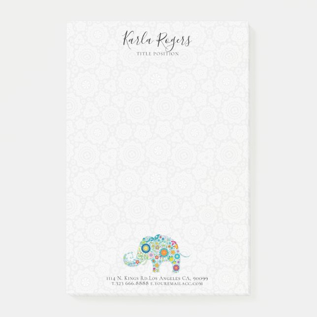 Notas Post-it® Elefante de flores alegres (Anverso)