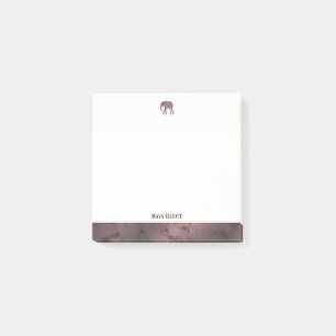 Notas Post-it® Elefante de mármol blanco y Rosa y borde