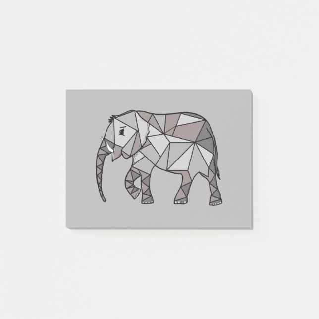 Notas Post-it® elefante geométrico, obispo gris 2 (Anverso)